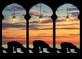 Silhouette of praying Muslims Royalty Free Stock Photo