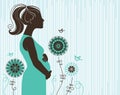 Silhouette of pregnant girl Royalty Free Stock Photo