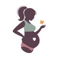 Silhouette of a pregnant girl with a big belly Royalty Free Stock Photo