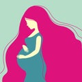 Silhouette of a pregnant girl with a big belly Royalty Free Stock Photo