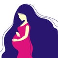 Silhouette of a pregnant girl with a big belly Royalty Free Stock Photo