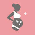 Silhouette of a pregnant girl with a big belly Royalty Free Stock Photo