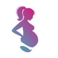 Silhouette of a pregnant girl with a big belly Royalty Free Stock Photo