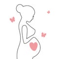 Silhouette of a pregnant girl with a big belly Royalty Free Stock Photo