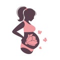 Silhouette of a pregnant girl with a big belly Royalty Free Stock Photo