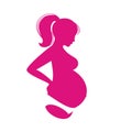 Silhouette of a pregnant girl in pink Royalty Free Stock Photo