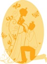 Silhouette of pregnant queen and king