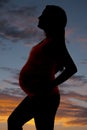 Silhouette pregnant woman close side belly Royalty Free Stock Photo