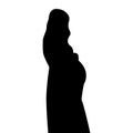 Silhouette of a pregnant woman. Expectant mother hugs her belly. Vector illustration