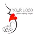 Silhouette pregnant woman illustration . poster and logo design Royalty Free Stock Photo