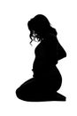 Silhouette of a pregnant woman. Isolated on white background. Vertical Royalty Free Stock Photo