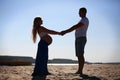 Silhouette of pregnant woman and ma Royalty Free Stock Photo