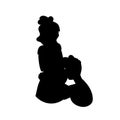 Silhouette of pregnant woman and man listening to her belly. Vector illustration Royalty Free Stock Photo