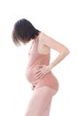 Silhouette of pregnant woman in vest after shower Royalty Free Stock Photo