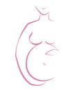 Silhouette of a pregnant woman on a white background