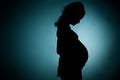 Silhouette of pregnant young lady