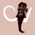 Silhouette of prehistoric wooly mammoth with tusks Royalty Free Stock Photo