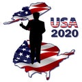 The silhouette of the President on the USA map