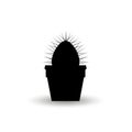 Silhouette of a prickly cactus plant in a flower pot. Graphic Black Vector Illustration Isolated On White Background Royalty Free Stock Photo