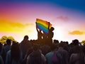 Silhouette of pride parade people. LGBTQ pride. AI generated