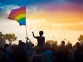 Silhouette of pride parade people. LGBTQ pride. AI generated