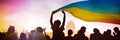 Silhouette of pride parade people. LGBTQ pride. AI generated