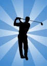 Silhouette of a Pro golfer taking a swing