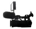 Silhouette of a profesional video camera Royalty Free Stock Photo