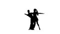 Silhouette professional pair dancing jive on white background. Slow motion