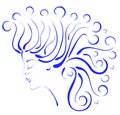 Silhouette profile beautiful woman with curly hair Royalty Free Stock Photo