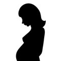 silhouette profile pregnant girl black