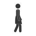 Silhouette profile with woman walking Royalty Free Stock Photo