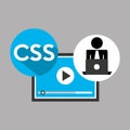 Silhouette programmer working laptop css player