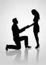 Silhouette of a proposing man Royalty Free Stock Photo