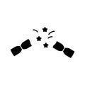 Silhouette Pulled christmas cracker. Icon of surprise. Exploded new year cracker with stars. Black illustration of holiday Royalty Free Stock Photo