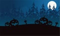 Silhouette of pumpkins Halloween with spruce bakcgrounds Royalty Free Stock Photo