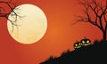 Silhouette of pumpkins in hills halloween backgrounds