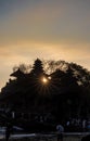 A silhouette  Pura Tanah Lot Temple at sunset Royalty Free Stock Photo