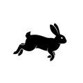 Silhouette of a rabbit captured mid-leap, Royalty Free Stock Photo
