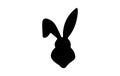 Silhouette of rabbit head with ears. Easter Bunny. Isolated on white background. A simple black icon of hare. Cute Royalty Free Stock Photo