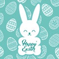 Silhouette rabbit sitting happy easter egg background