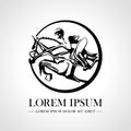 Silhouette of racing horse with jockey. Logo. Design icons. Equestrian sport. Jockey riding jumping horse. Poster. Sport