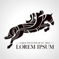 Silhouette of racing horse with jockey. Logo. Design icons. Equestrian sport. Jockey riding jumping horse. Poster. Sport Royalty Free Stock Photo