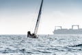 Silhouette of Racing sailboat during Sailing regatta in Mediterranean