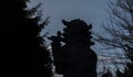 Silhouette of Radegast statue on road between Pustevny and Radhost hill