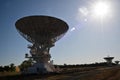 Silhouette of radio telescope antennas at Narrabri Observatory New South Wales Australia