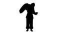 Silhouette Real Santa Claus carrying big bag full of gifts Royalty Free Stock Photo