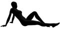 Silhouette of reclining woman Royalty Free Stock Photo