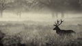 Silhouette Of A Red Deer Stag