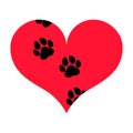 Red Heart with Pawprints On It Royalty Free Stock Photo